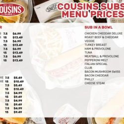 Cousins subs menu with prices