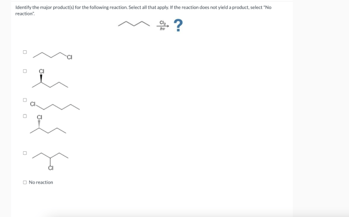 Select the product of the following reaction.