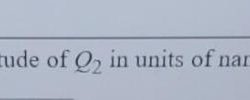 Calculate the magnitude of q2 in units of nanocoulombs