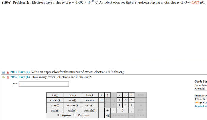 Calculate the magnitude of q2 in units of nanocoulombs