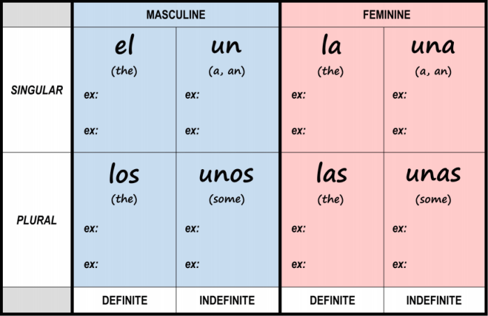 Nouns and articles in spanish worksheet answers