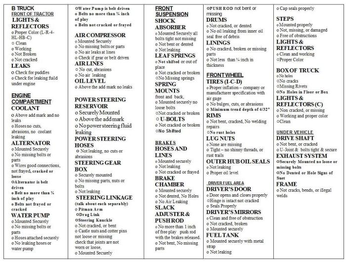Class b cdl pre trip inspection practice test